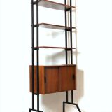 Modular storage cabinet and teak bookcase. Italy, 60s