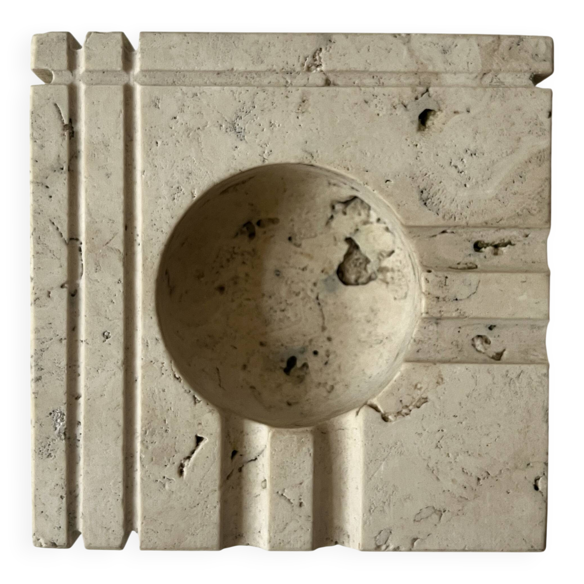 Travertine ashtray, E.Mari for Fratelli Manelli, design 1970