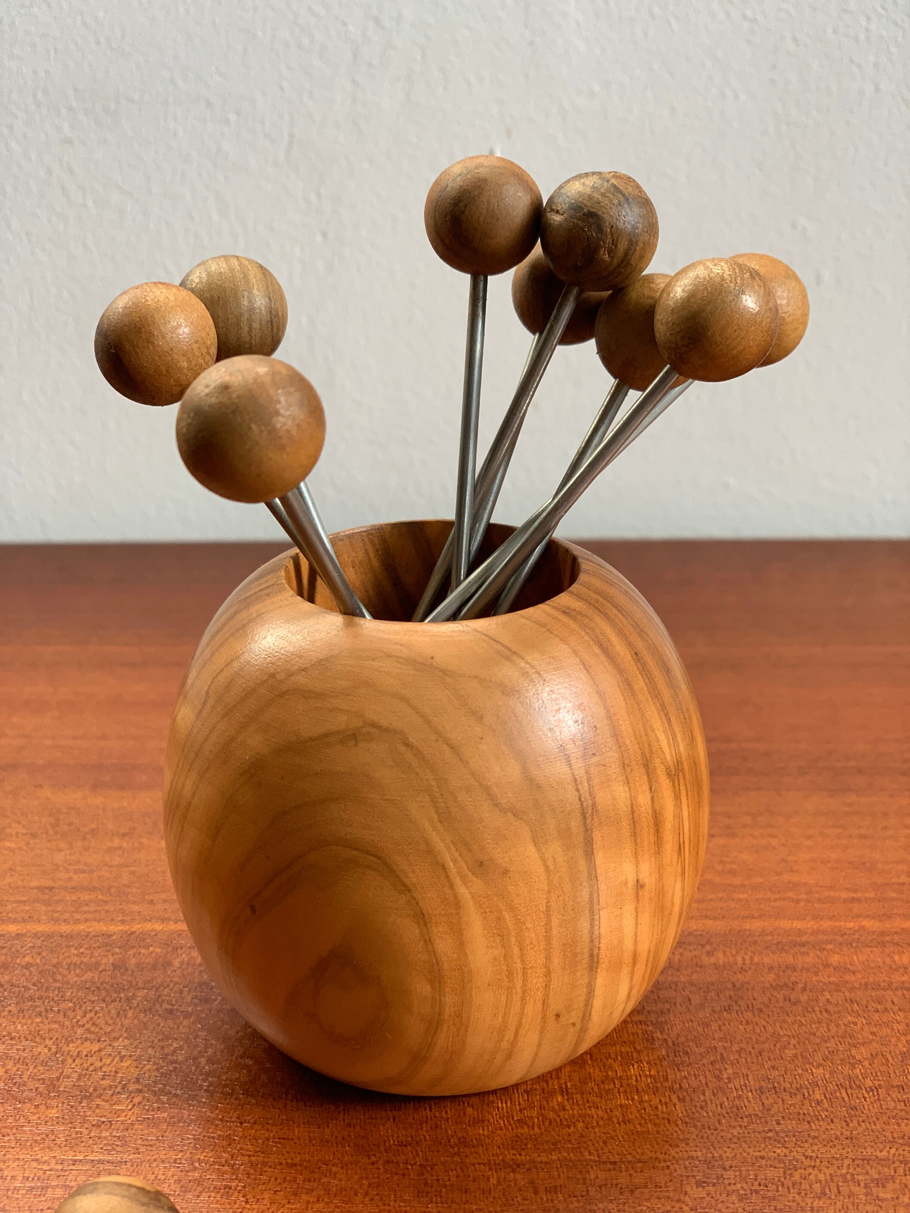 Vintage wooden aperitif picks
