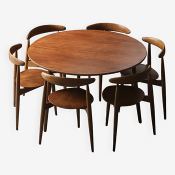 Ensemble de salle à manger par Hans Wegner pour Fritz Hansen, Danemark, 1950