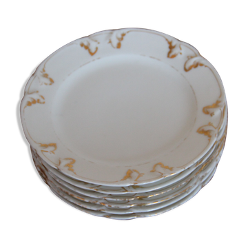 6 dessert plates in white porcelain