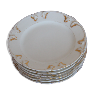 6 dessert plates in white porcelain