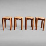 Tabouret en bois résineux, set de 4