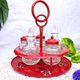 Table condiment server red metal turntable 6 vintage pieces