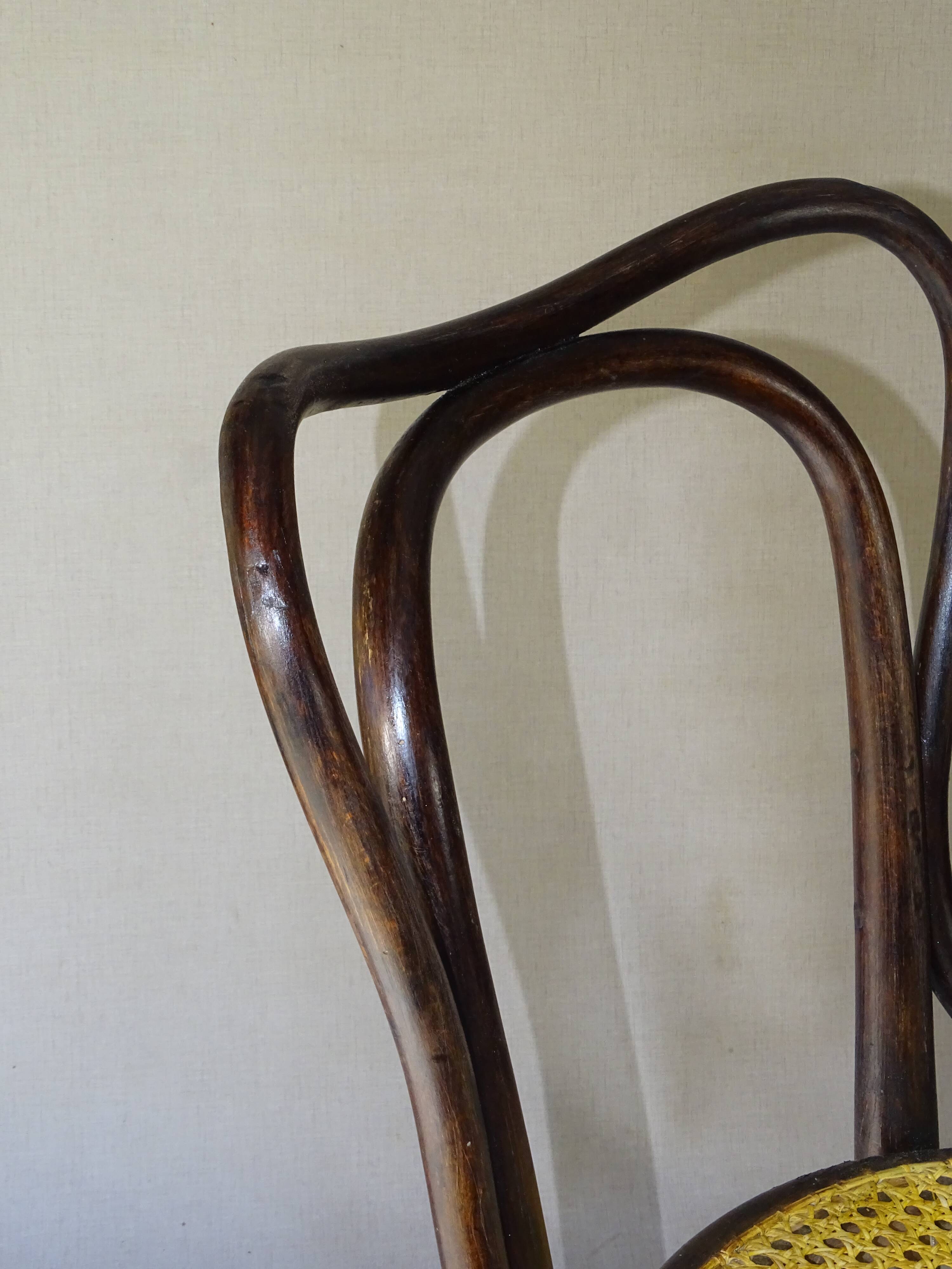 Deux chaises KOHN N°55 de Ca. 1900 cannées, teinte acajou américain.