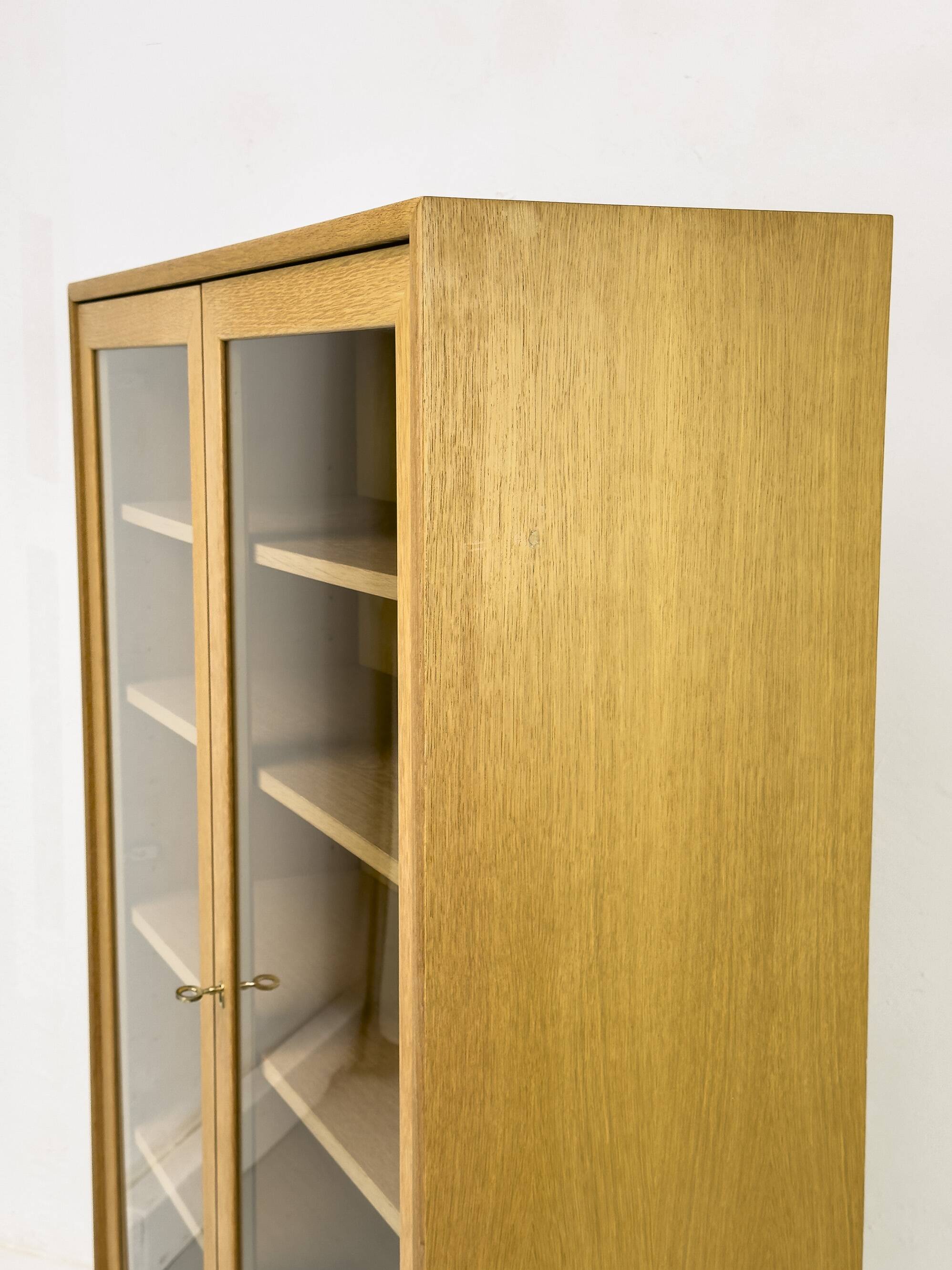 Mid Century Display Case in light oak by WK Möbel, 1970s