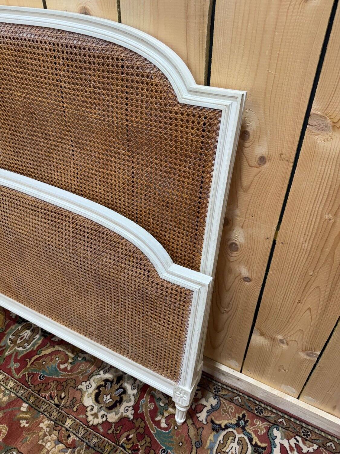 Double headboard – Louis XVI style – Lacquered wood & Rattan caning