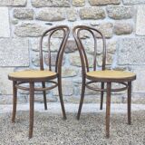 Pair of canned bistro chairs Thonet ZPM Radomsko in curved wood