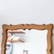 Very large vintage mirror in scrolled solid oak