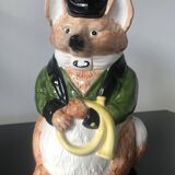 Ceramic jug representing a fox in hunting attire date 1986