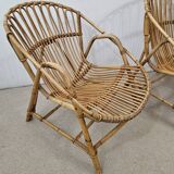 Vintage wicker basket armchairs
