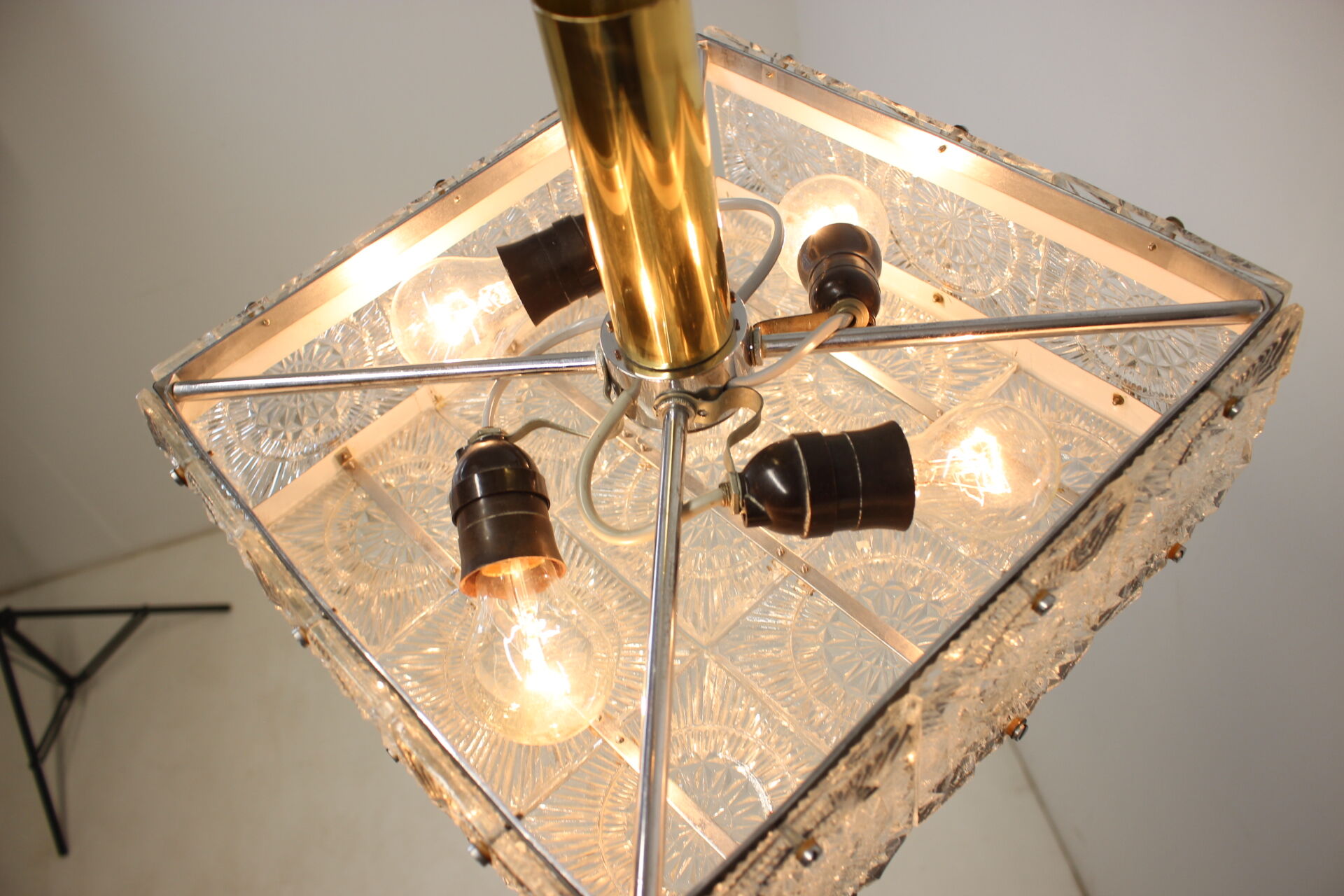 Rare Art Glass Chandelier  Kamenicky Senov, 1970's