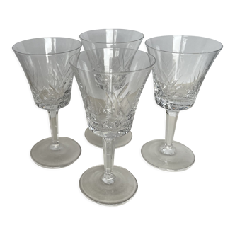 4 carved crystal wine glasses