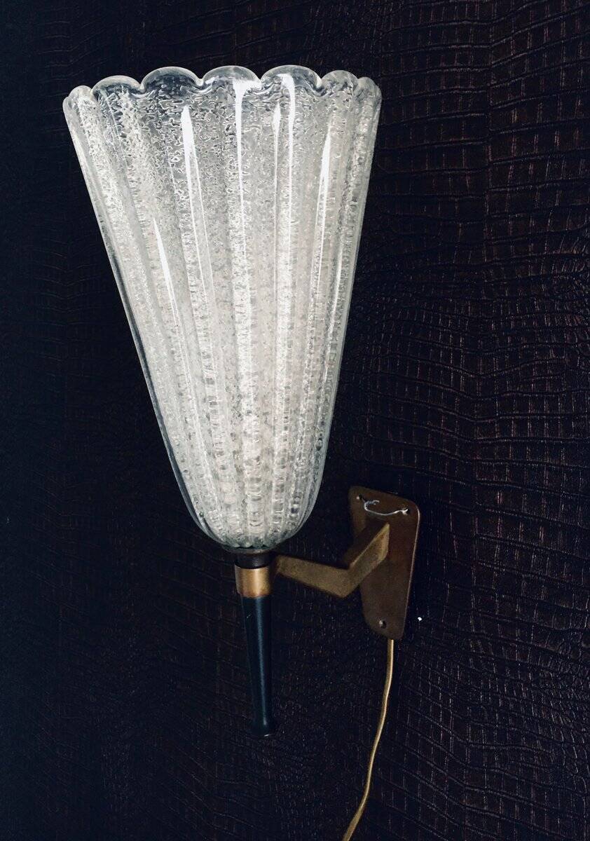 Italian Art Glass Wall Lamp by Barovier & Toso, 1950s