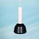 Vintage pendant light design, retro black and white ambient lamp.