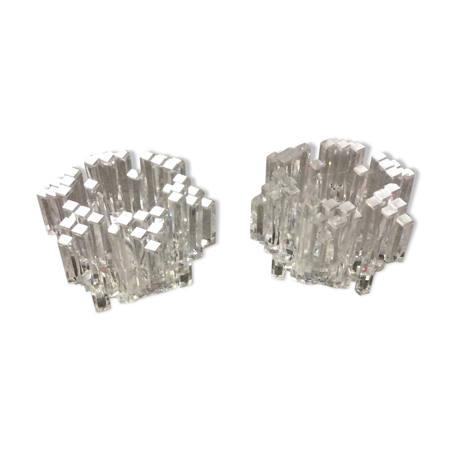 Pair of plexiglass candle holders from the 80s