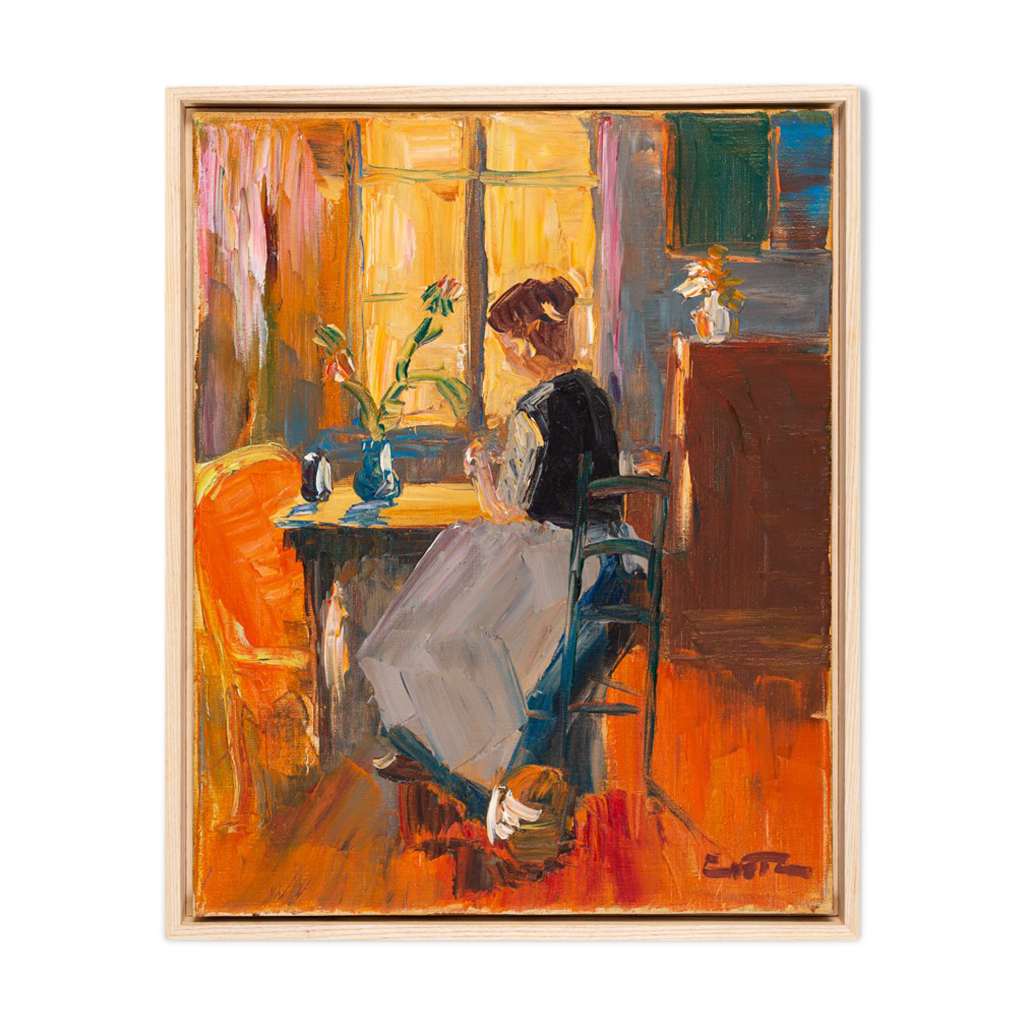 Young Woman in the morning sun, Oil on Canvas, 44 x 54 cm