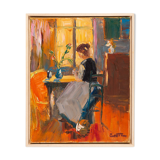 Young Woman in the morning sun, Oil on Canvas, 44 x 54 cm