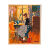 Young Woman in the morning sun, Oil on Canvas, 44 x 54 cm