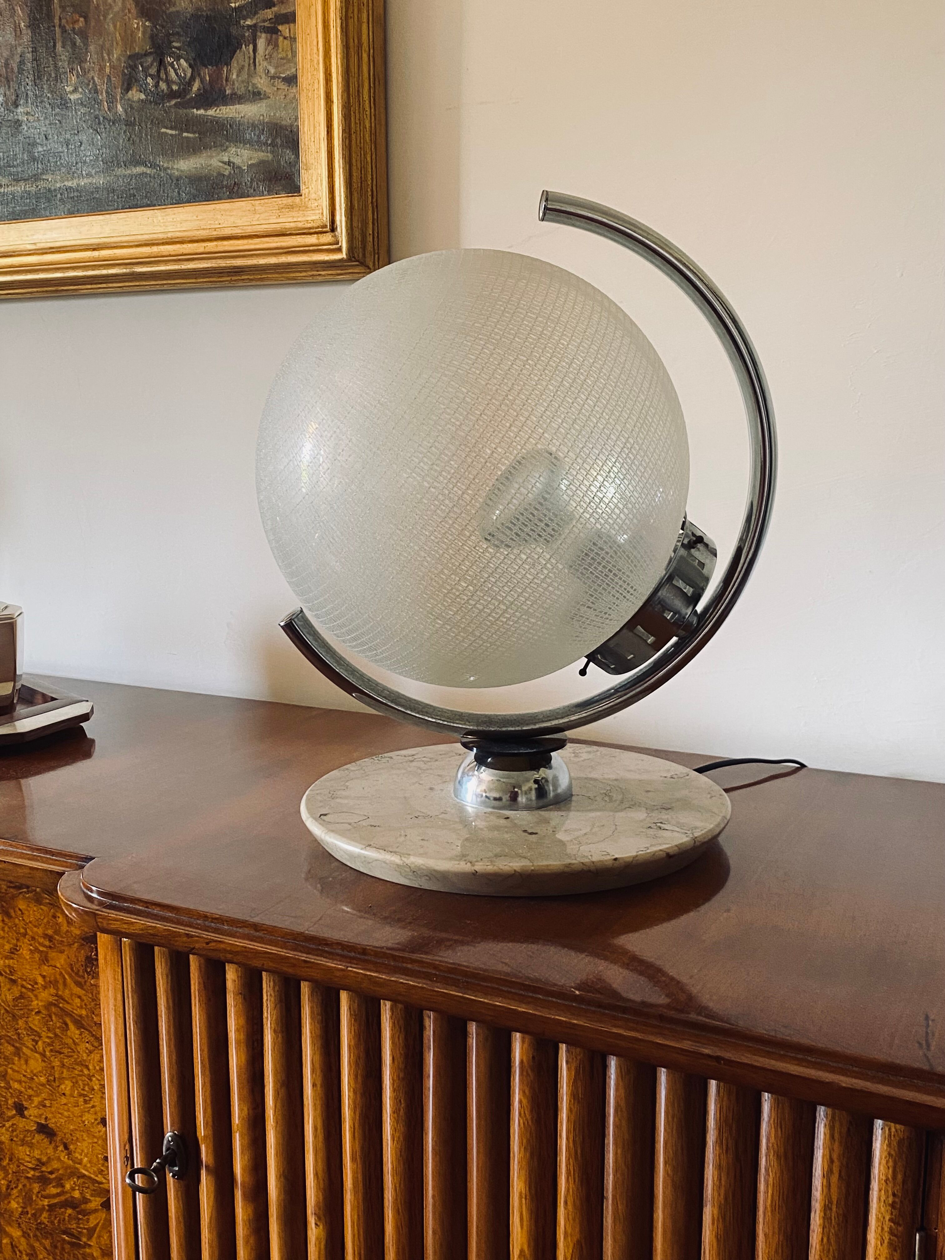 Murano glass spherical table lamp, Mazzega Italy 1970s