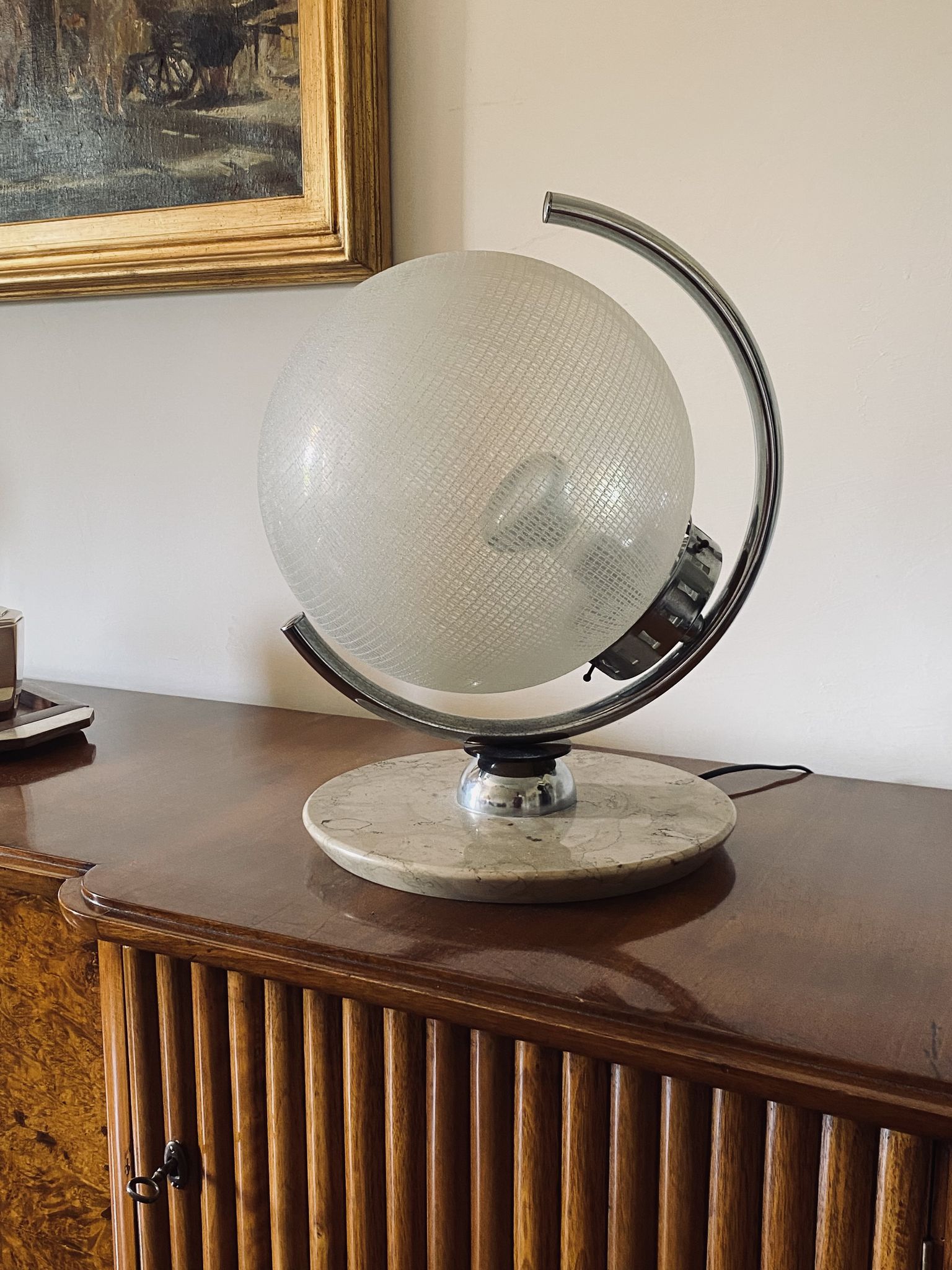 Murano glass spherical table lamp, Mazzega Italy 1970s