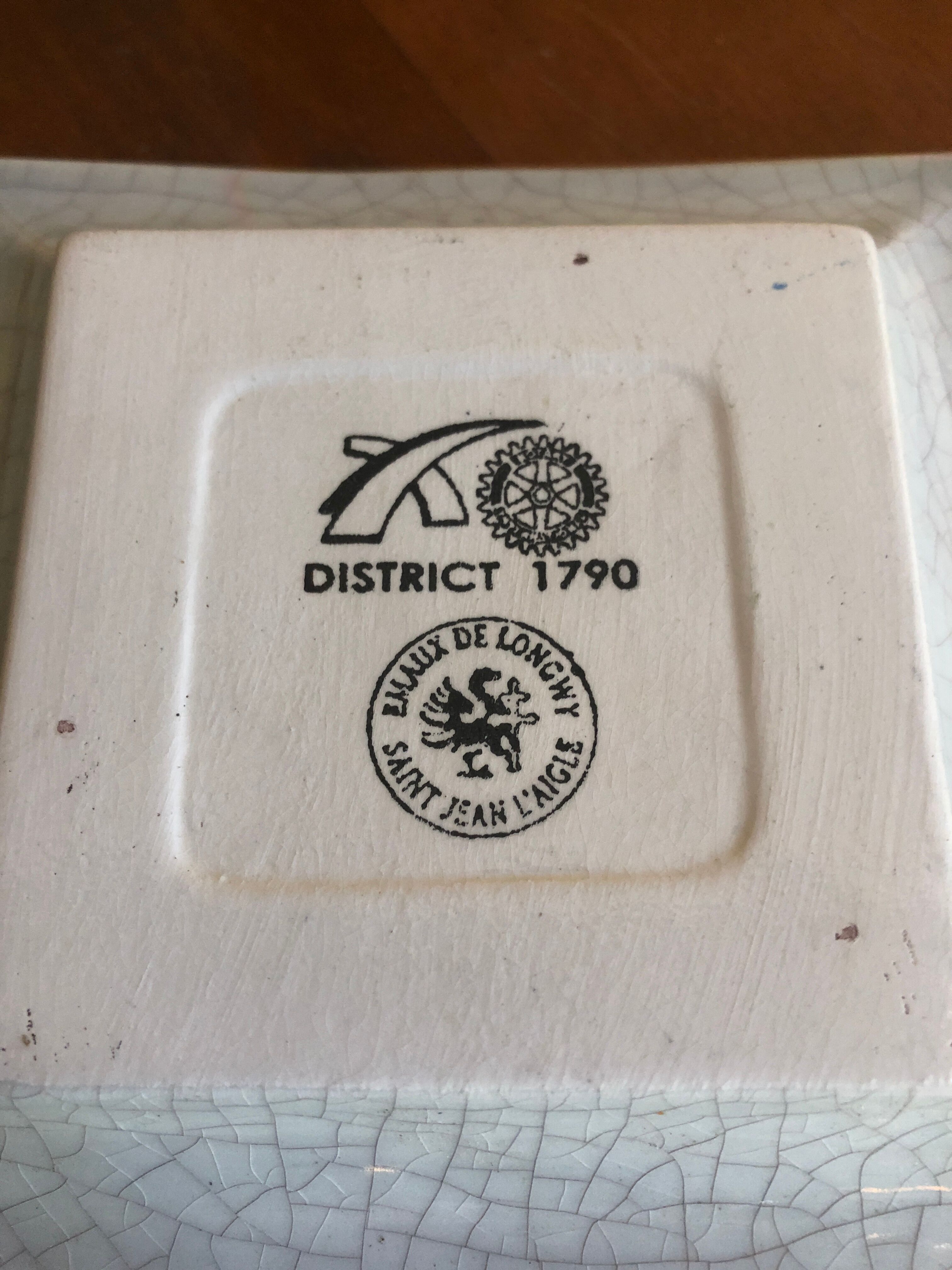 Old empty ashtray emaux de longwy district 1790 ceramic cracked vintage