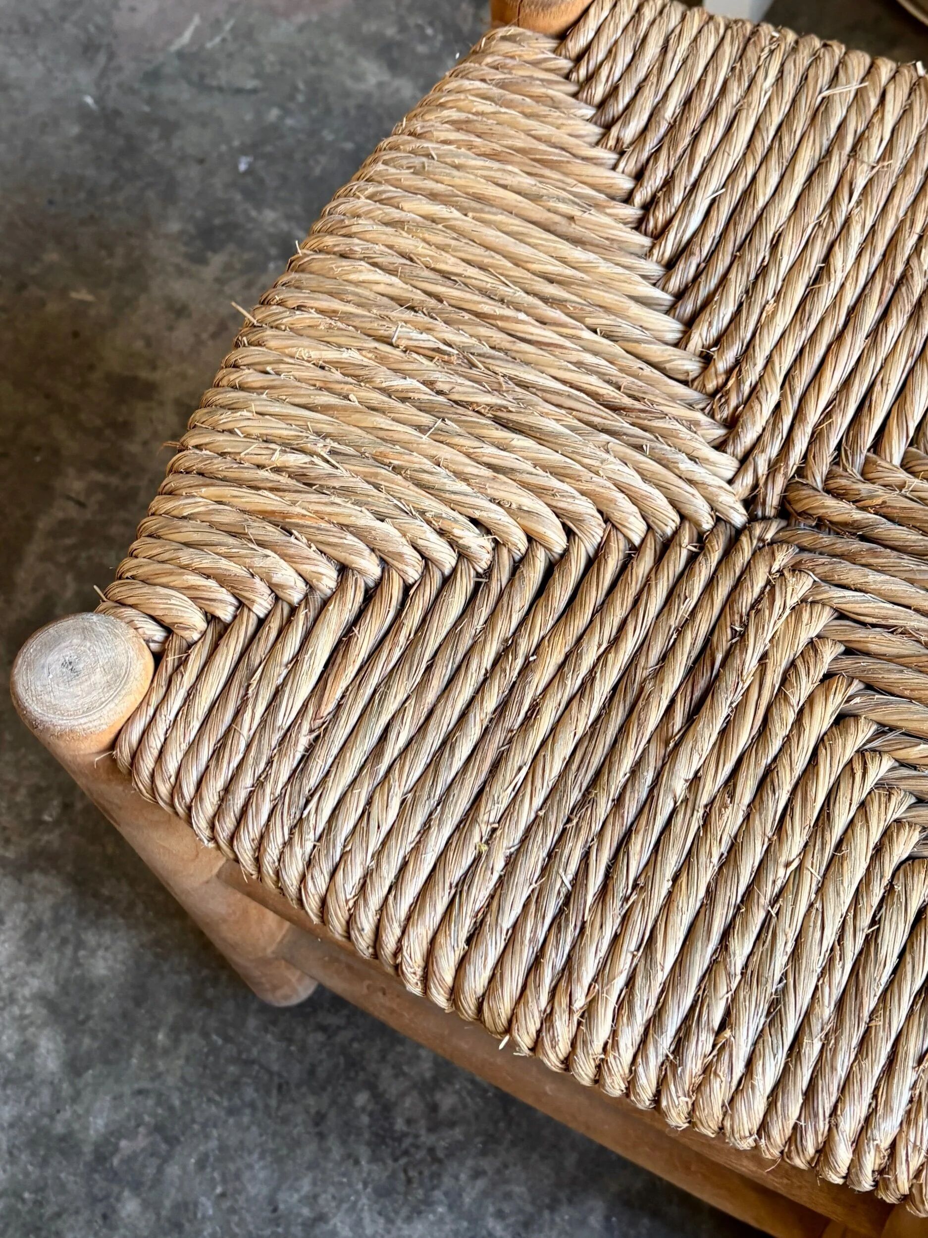 Wood and straw stool