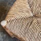Wood and straw stool