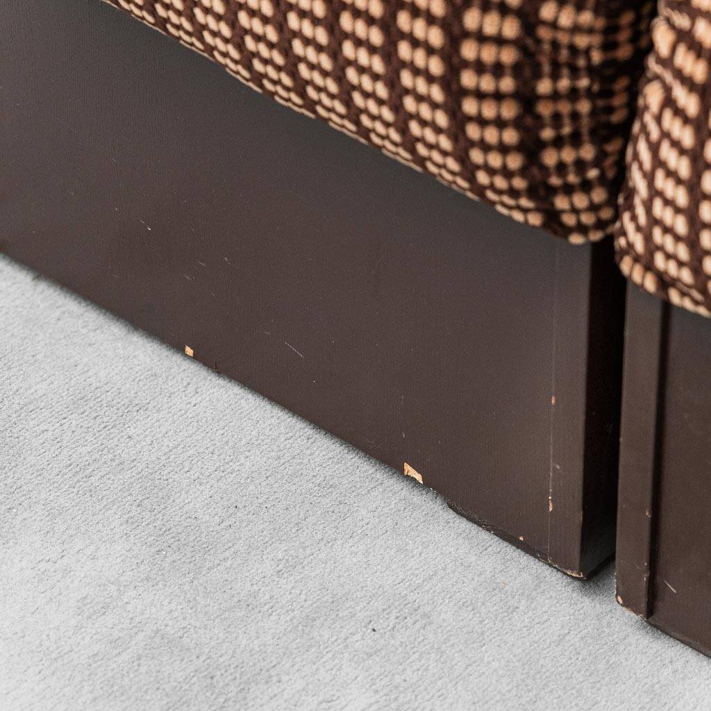 Divano 3 modules en tessuto marrone anni '70 vintage modernariato