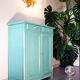 Parisian water green sideboard, patinated wood, 1950