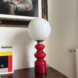 1970s Red and White Glass Space Age Lamp