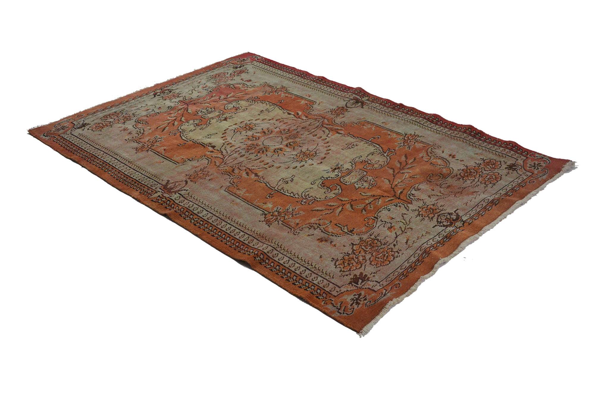 One-of-a-kind turkish handwoven vintage rug - rustic vintage charm 265x 175