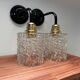 Pair of vintage glass globe wall lights