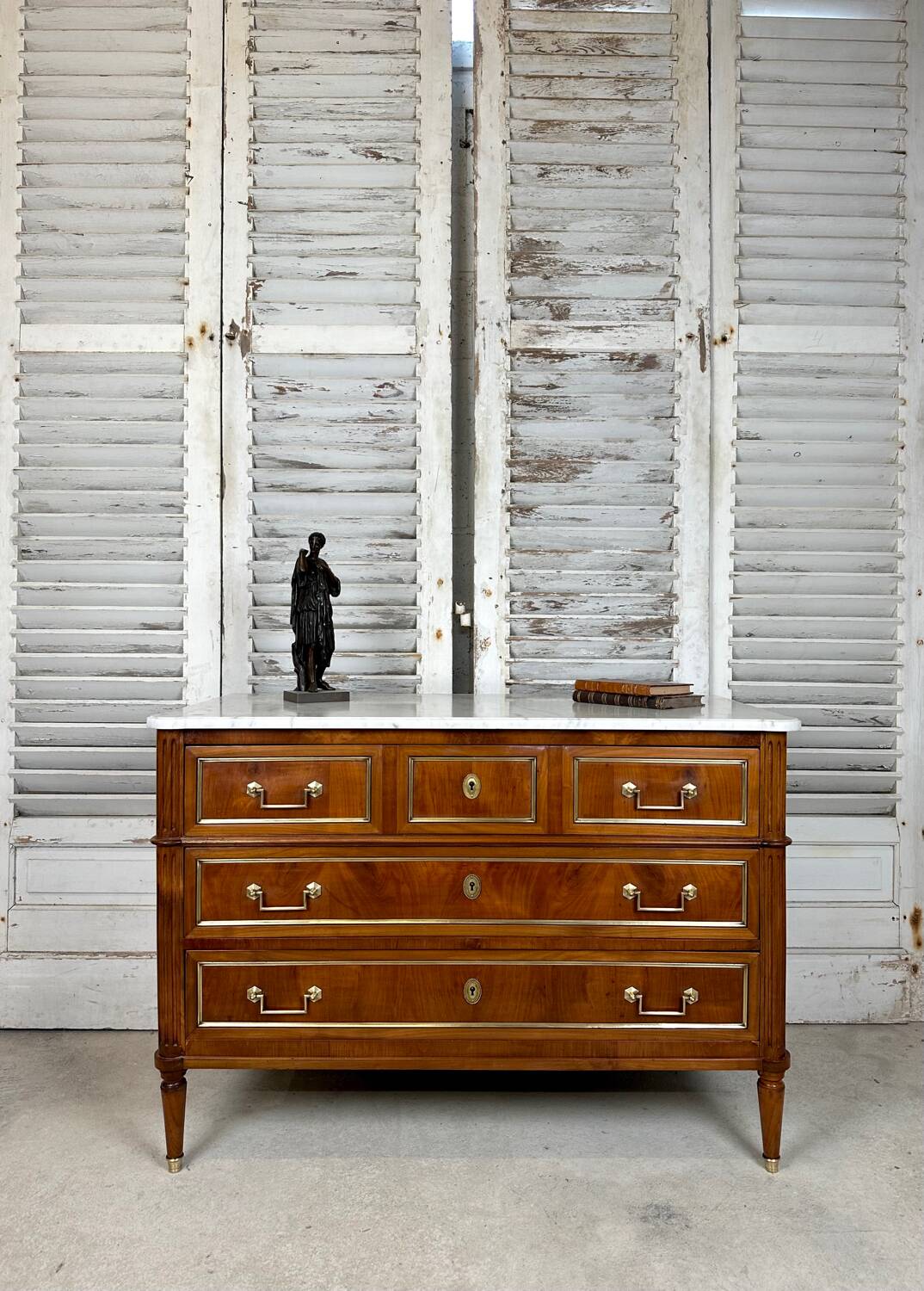 Louis XVI style chest of drawers in cherry wood, 20th century period