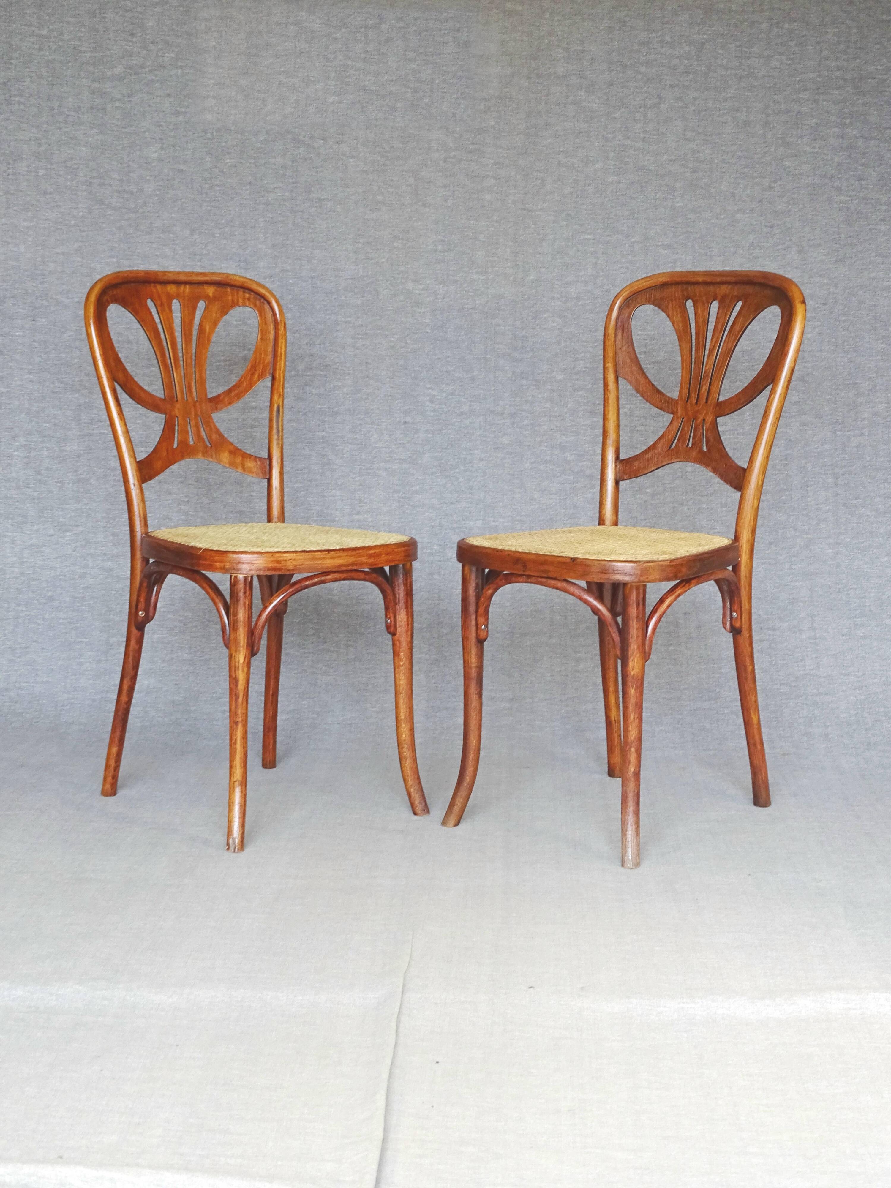 2  Chaises Thonet N°642, 1910, Art nouveau