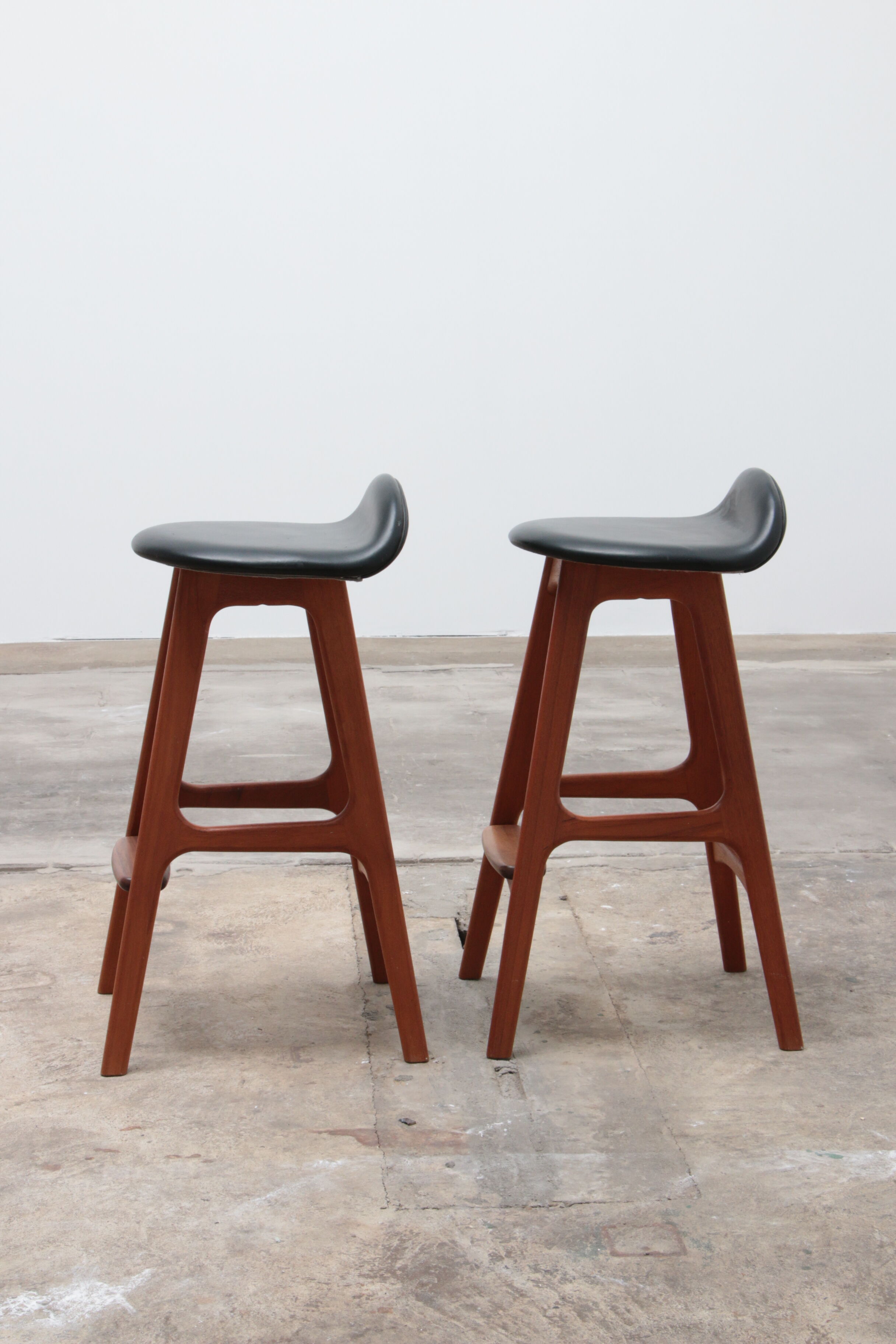 Set of two Erik Buch Teak wood bar stools 1960 Denmark