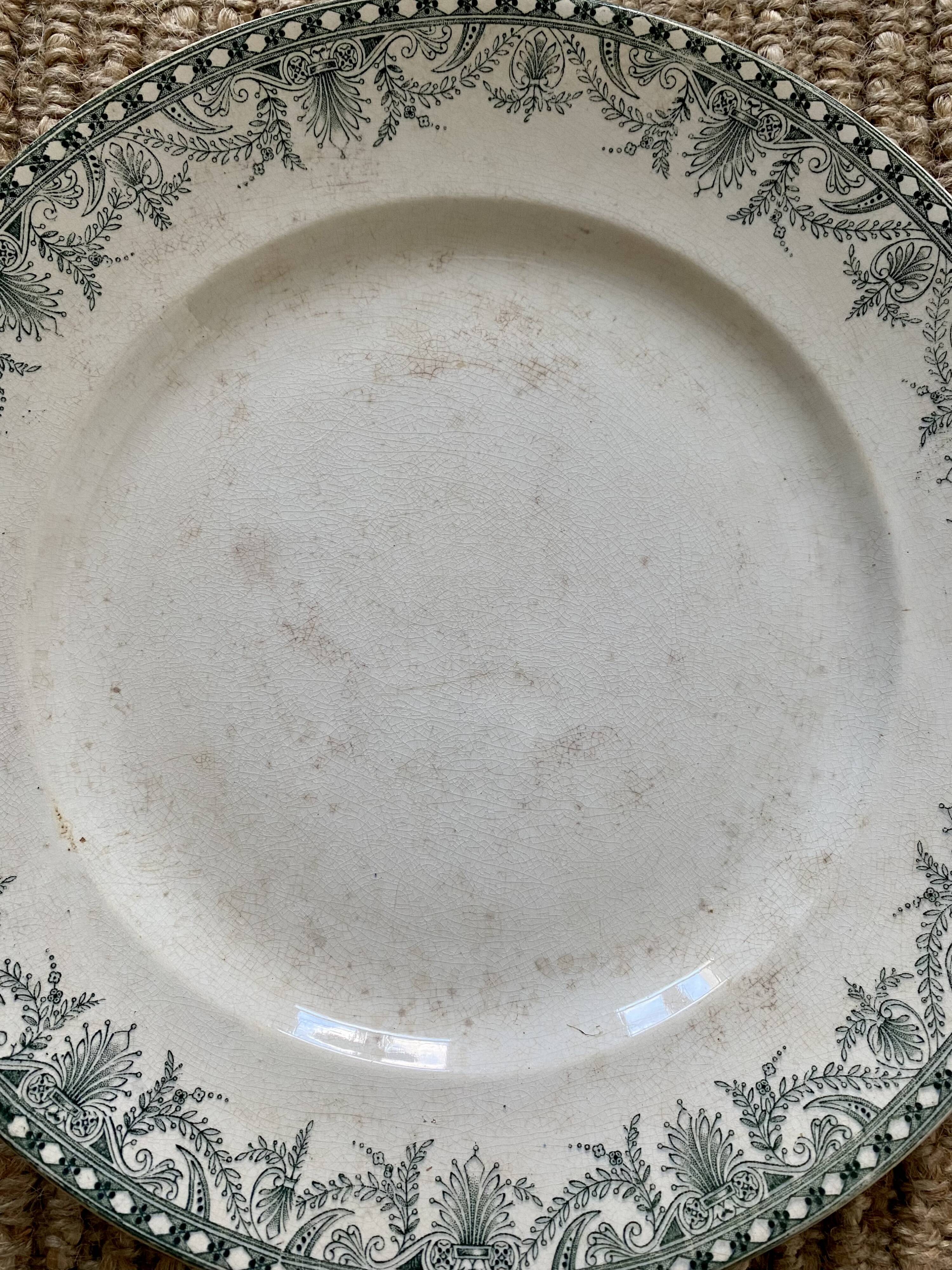 Old earthenware dish Moulin des loups and Hamage