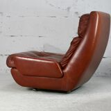 Easy chair "space age". Jean Prévost, France, leather, circa 1970