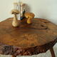 Brutalist side table made from vintage tree stump wood