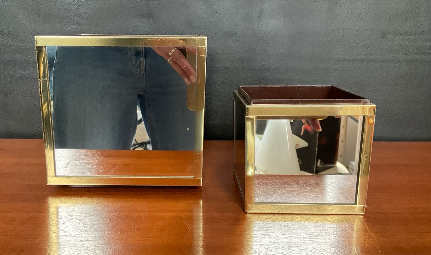 A pair of vintage Ousta Holland cache pots from the 1970s.