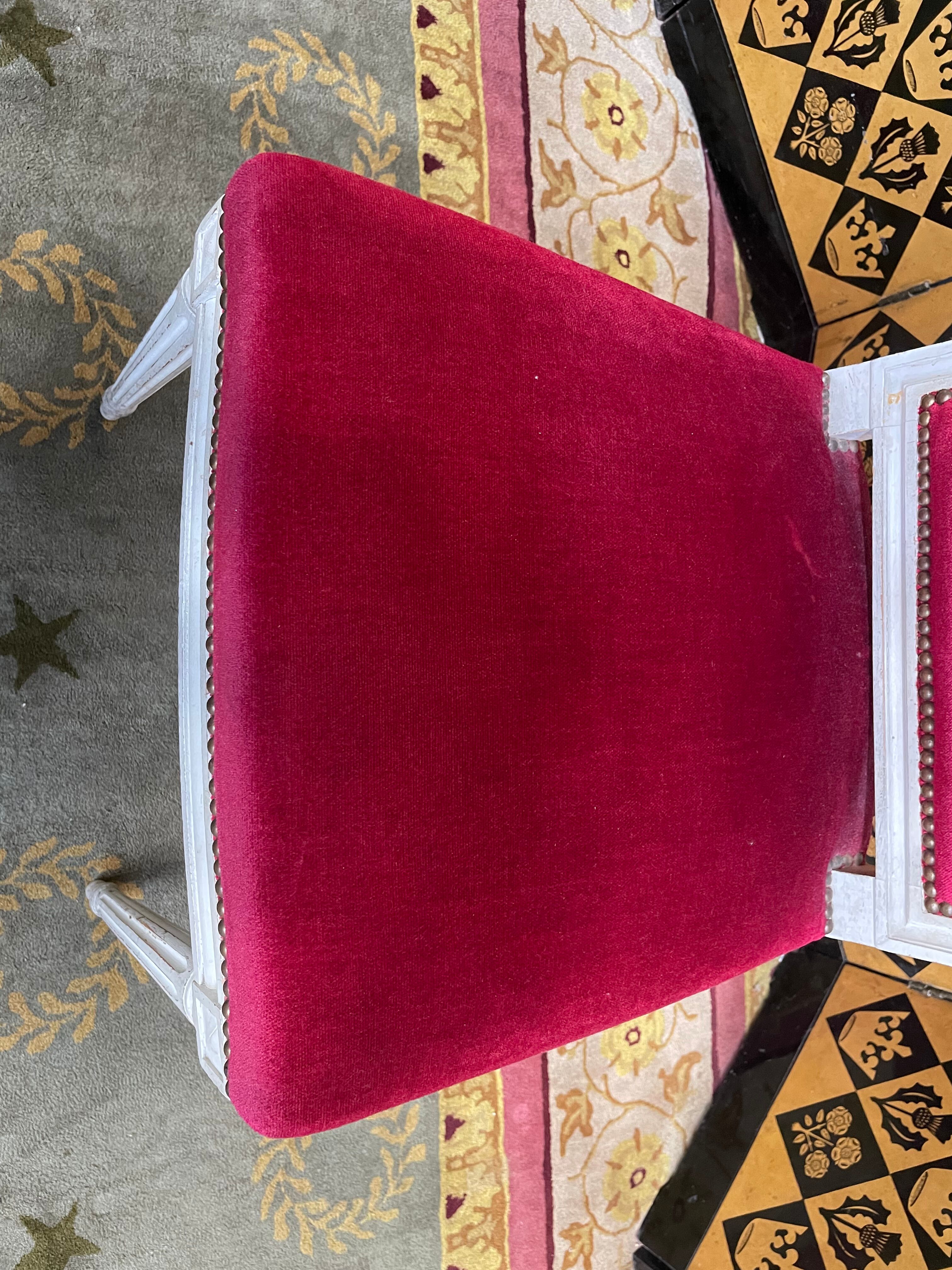 Suite of 6 louis XVI style chairs red velvet