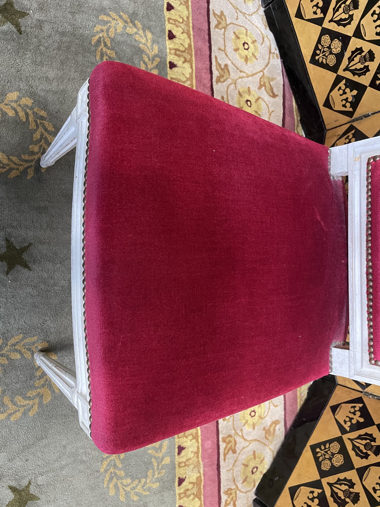 Suite of 6 louis XVI style chairs red velvet