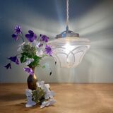 Vintage white and gold art deco globe pendant light