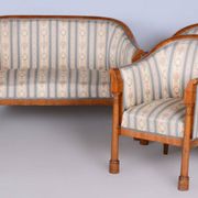 Biedermeier Birch Seating Set, Vienna, Austria, 1830s, Set of 3