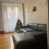 Black leather corner sofa – IKEA KRAMFORS – timeless design