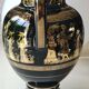 Vase Amphore Grec forme boule. Signé Kratimenos..scènes de vie mythologie Grecques , inclusions or 24 carats. Haut 21 cm