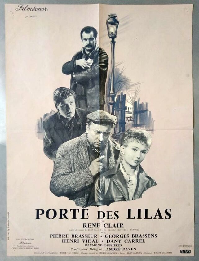 Original poster 1957 Porte des lilacs Georges Brassens René Clair