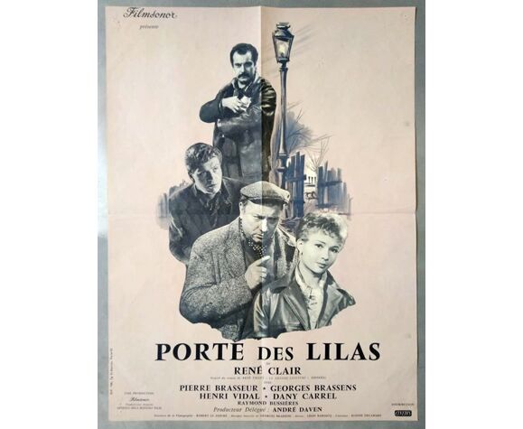 Affiche originale 1957 Porte des lilas Georges Brassens René Clair | Selency