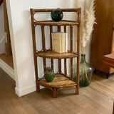Vintage rattan corner shelf
