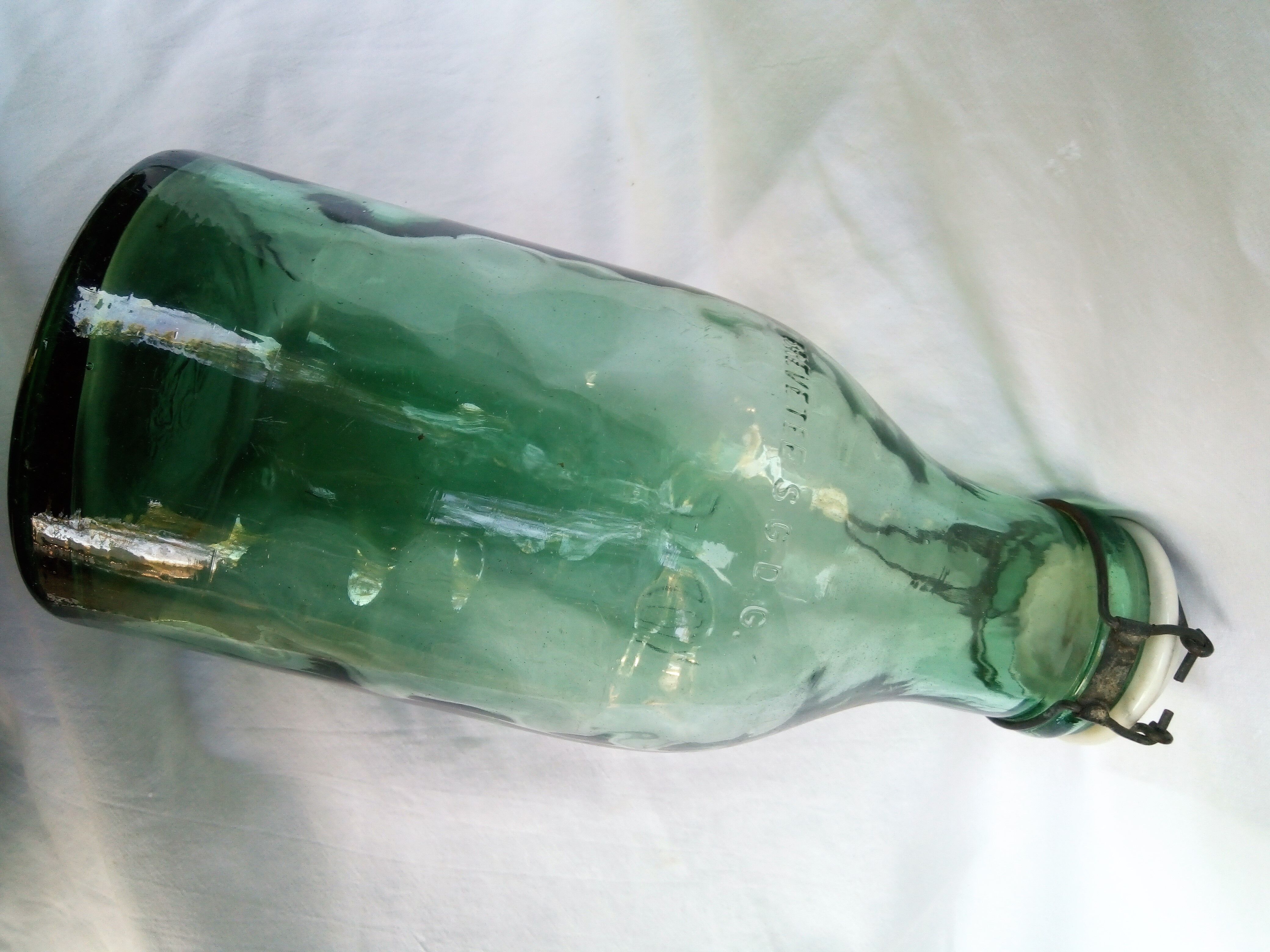 Old glass bottle porcelain cap, 2 liters